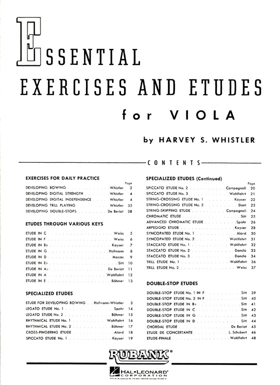 Rubank Instrumental Collection【Essential Exercises and Etudes】 for Viola