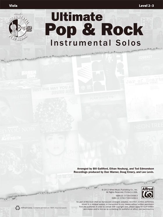 Ultimate Pop & Rock Instrumental Solos【CD+樂譜】 for Viola , Level 2-3