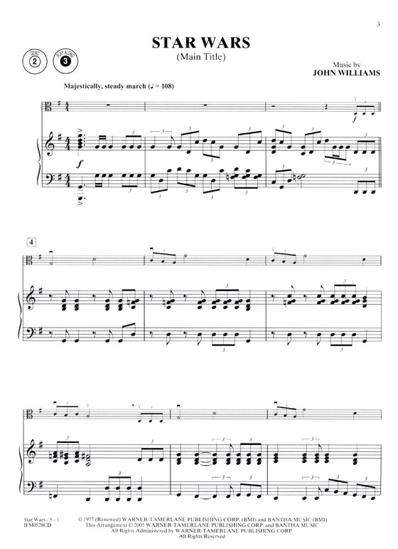 Star Wars Episodes I, II & III【CD+樂譜】Viola/Piano Accompaniment, Level 2-3