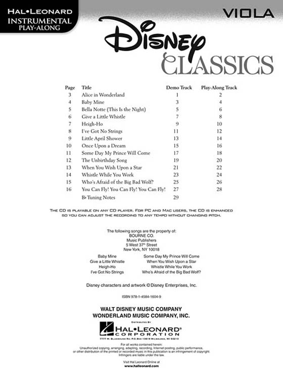 Disney Classics【CD+樂譜】for Viola