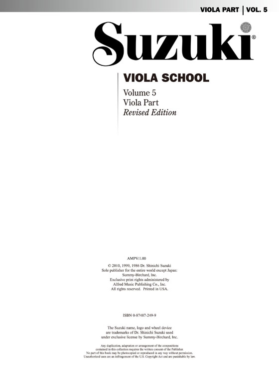 Suzuki Viola School Volume【5】Viola Part