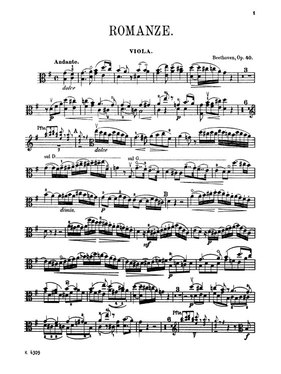 Beethoven【Two Romances Op. 40 and Op. 50 】for Viola and Piano