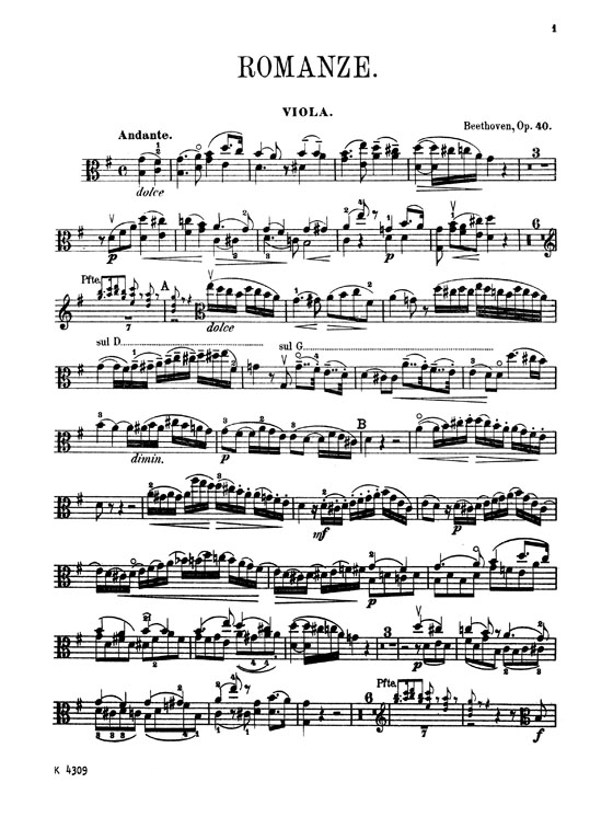 Beethoven【Two Romances Op. 40 and Op. 50 】for Viola and Piano Beethoven【Two Romances Op. 40 and Op. 50 】for Viola and Piano