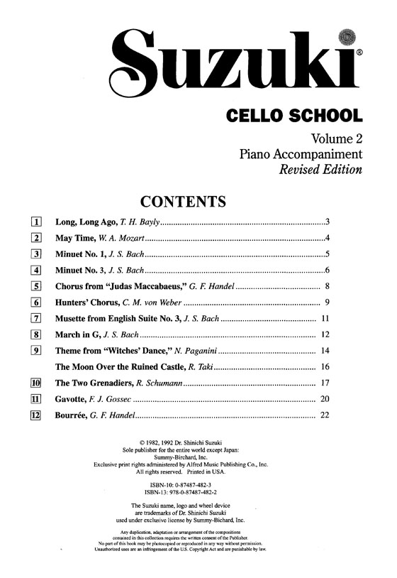 Suzuki Cello School Volume【2】Piano Accompaniments