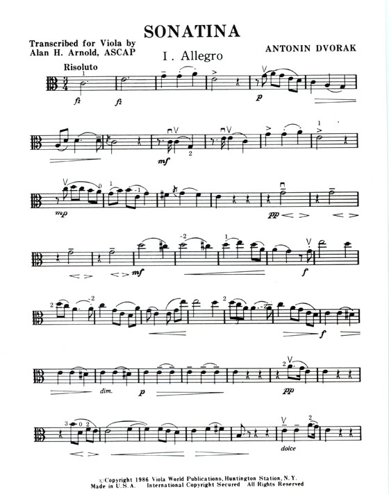 Dvorak【Sonatina】 for Viola