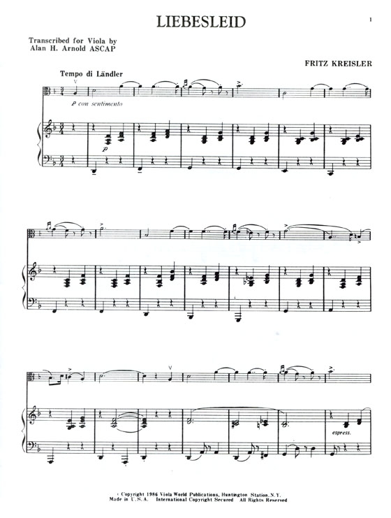 Kreisler【Liebesleid】for Viola Kreisler【Liebesleid】for Viola