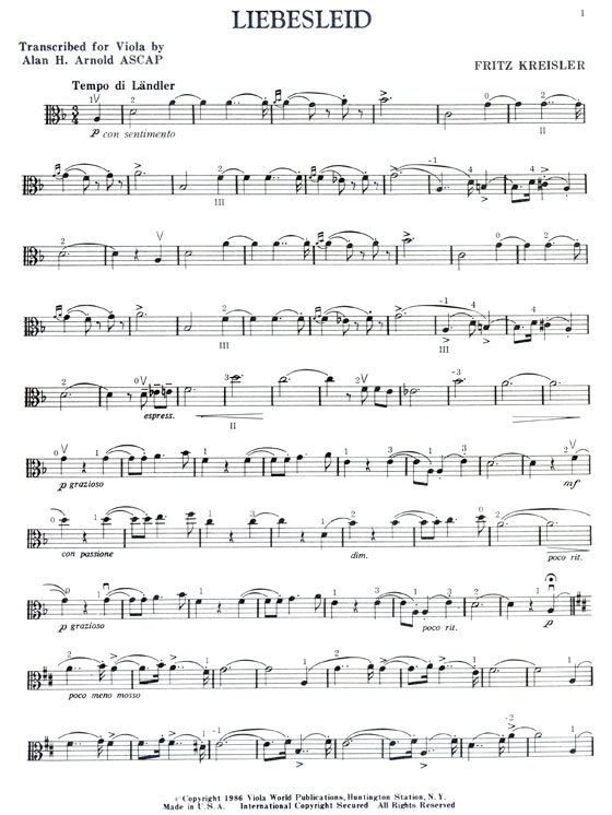 Kreisler【Liebesleid】for Viola Kreisler【Liebesleid】for Viola