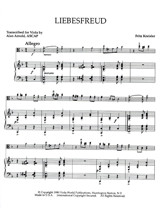 Kreisler【Liebesfreud】 for Viola Kreisler【Liebesfreud】 for Viola