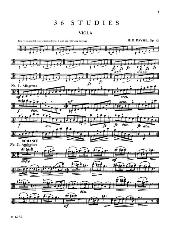 Kayser【Thirty-Six Studies】for the Viola Opus 43