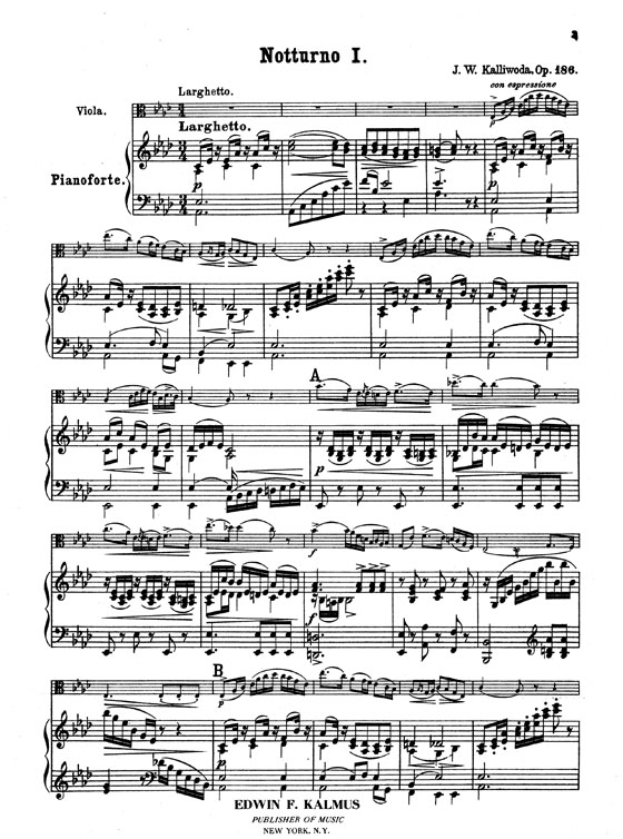 Kalliwoda【Six Nocturnes Op. 186】for Viola and Piano Kalliwoda【Six Nocturnes Op. 186】for Viola and Piano