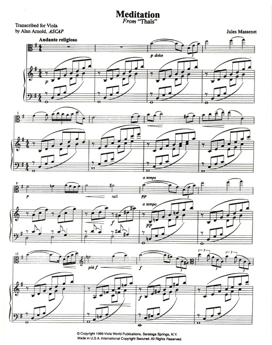 Massenet【Meditation from Thaïs】for Viola Massenet【Meditation from Thaïs】for Viola