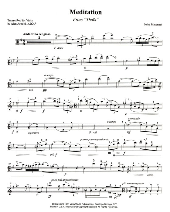 Massenet【Meditation from Thaïs】for Viola Massenet【Meditation from Thaïs】for Viola