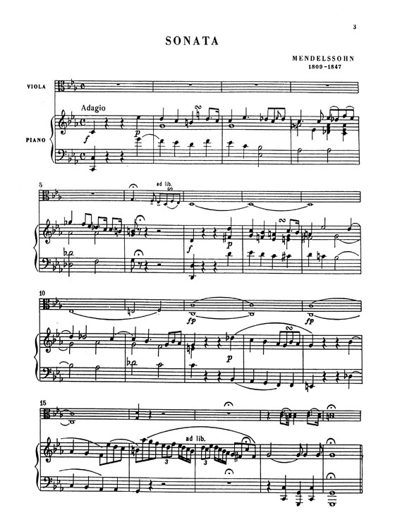 Mendelssohn【Sonata】for Viola and Piano Mendelssohn【Sonata】for Viola and Piano