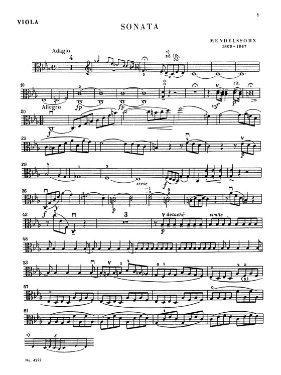 Mendelssohn【Sonata】for Viola and Piano Mendelssohn【Sonata】for Viola and Piano