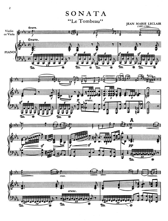 Jean Marie Leclair 【Sonata Le Tombeau】 for Viola and Piano