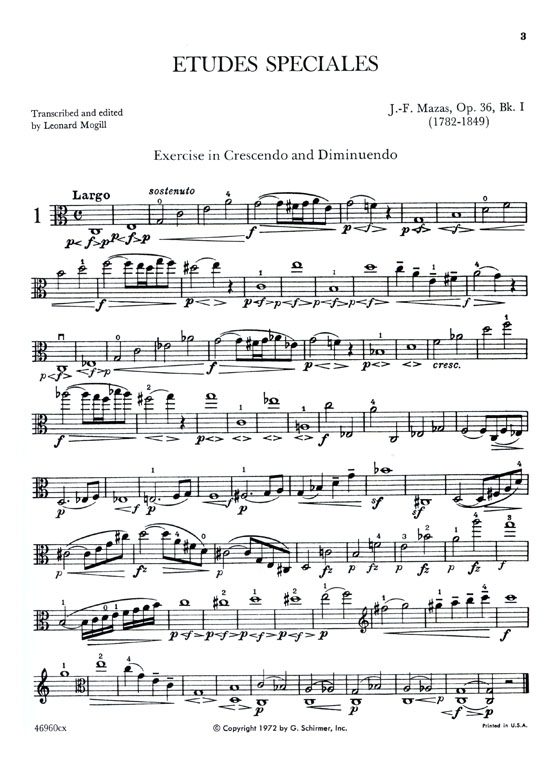 Mazas【 Etudes Speciales op. 36 Bk.1】for the Viola (中提琴)