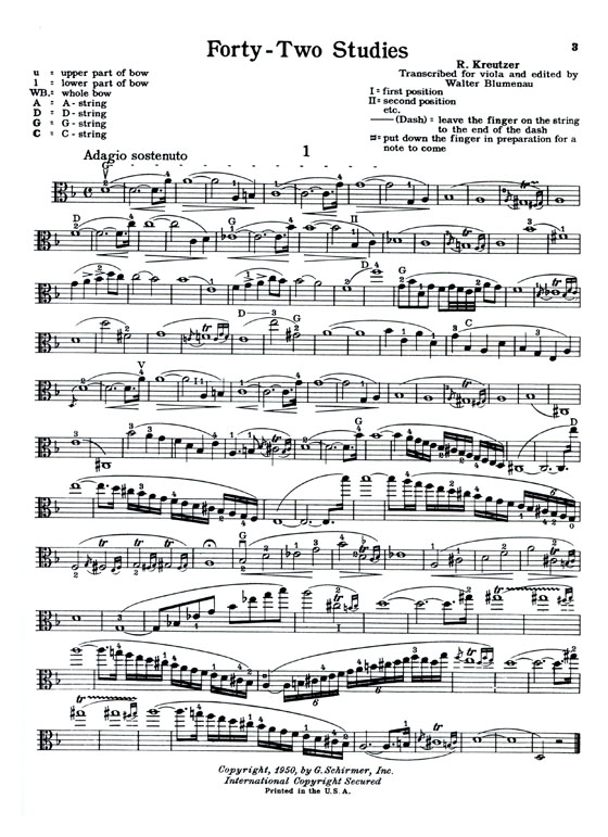 Kreutzer【42 Studies】transcribed for the Viola (中提琴)