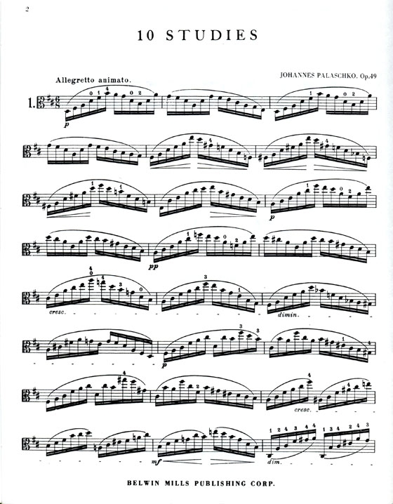 Johannes Palaschko【Ten Studies Opus 49】 Urtext Edition for Viola