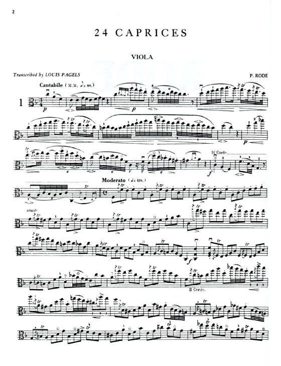 Pierre Rode【Twenty Four Caprices】for Viola