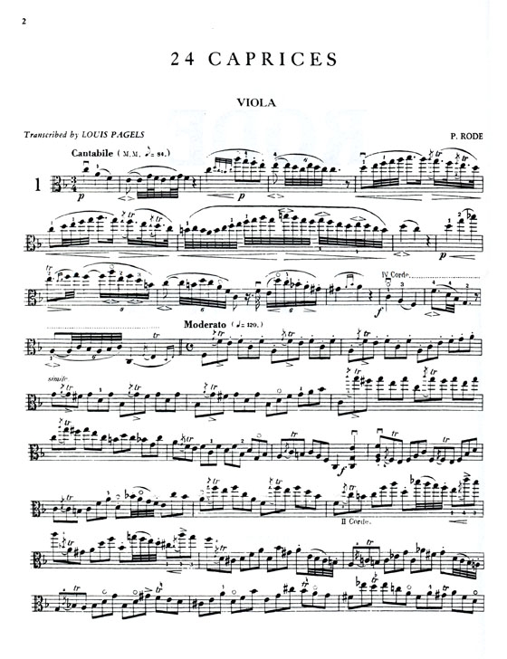 Pierre Rode【Twenty Four Caprices】for Viola Pierre Rode【Twenty Four Caprices】for Viola