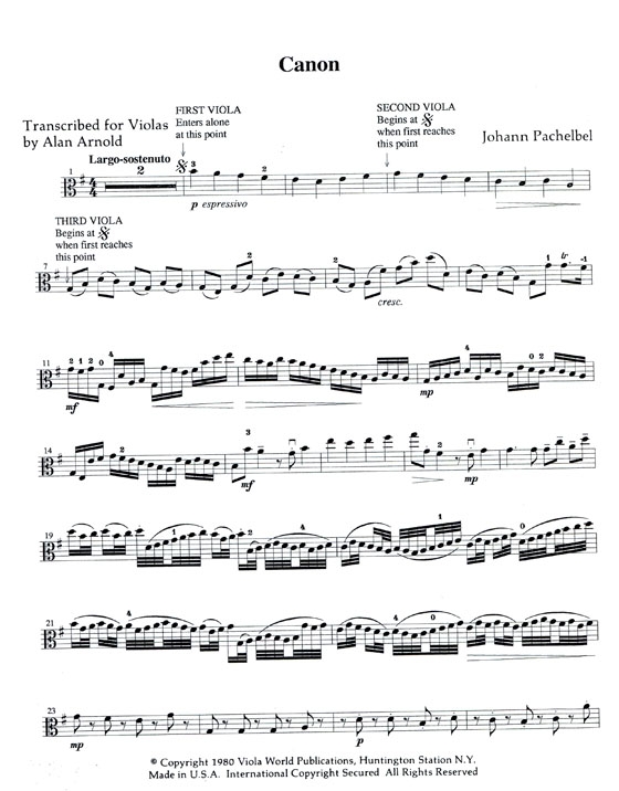 Pachelbel【Canon】for Three Violas and Piano