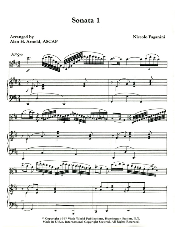 Paganini【Six Sonatas】Book One for Viola Paganini【Six Sonatas】Book One for Viola