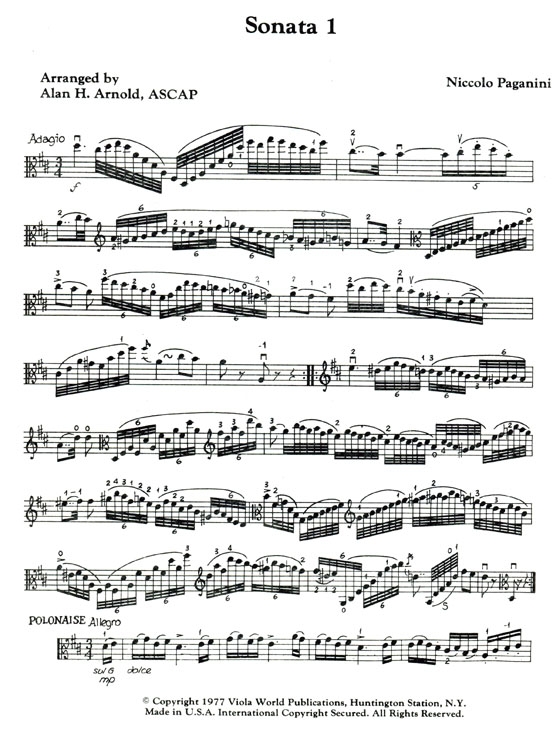 Paganini【Six Sonatas】Book One for Viola Paganini【Six Sonatas】Book One for Viola