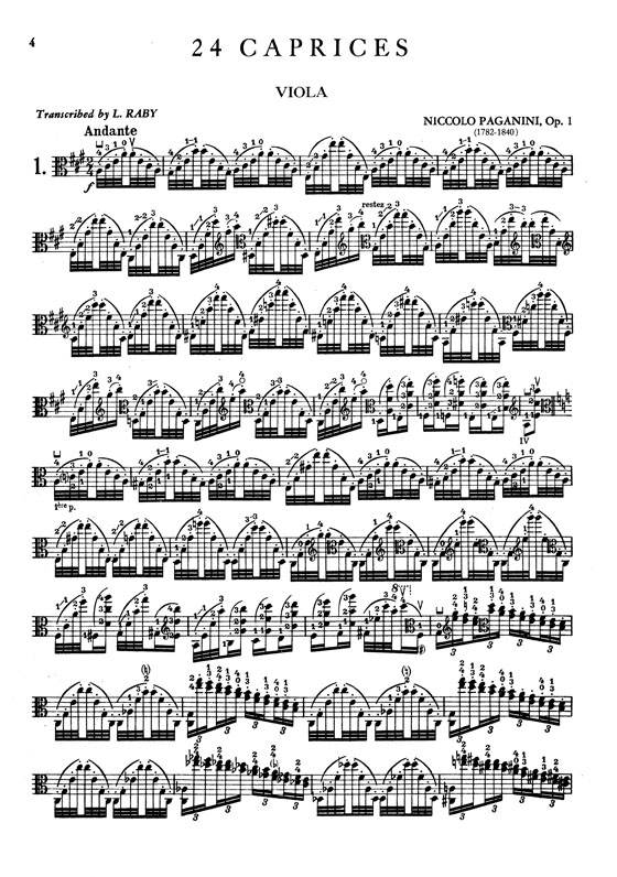 Paganini【 24 Caprices Opus 1】for Viola Paganini【 24 Caprices Opus 1】for Viola