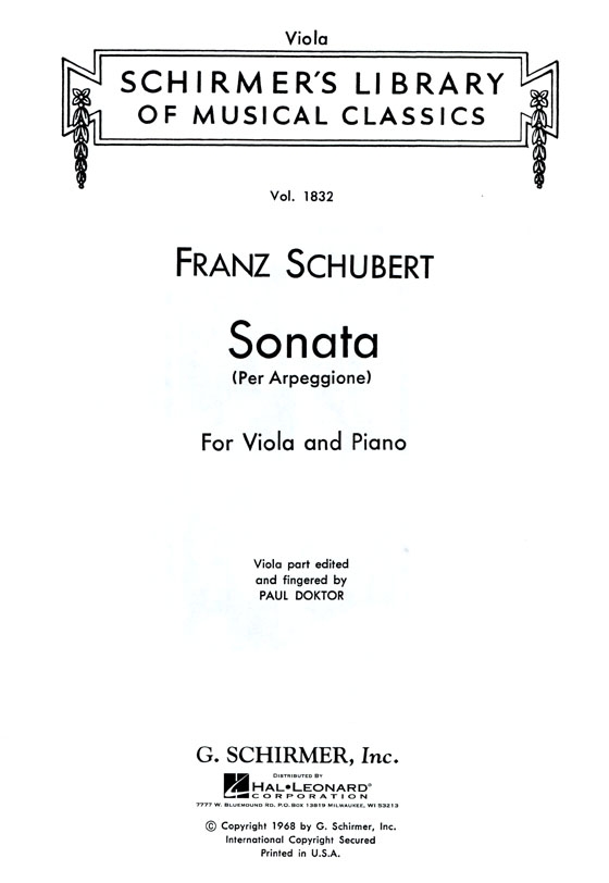 Schubert【Sonata per Arpeggione】for Viola and Piano