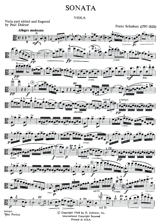 Schubert【Sonata per Arpeggione】for Viola and Piano Schubert【Sonata per Arpeggione】for Viola and Piano