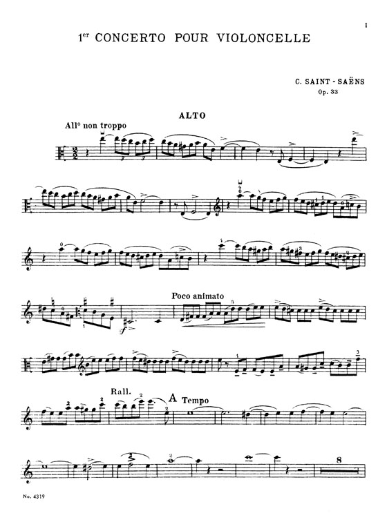 Saint Saëns【Cello Concerto Opus 33】Transcribed for Viola and Piano