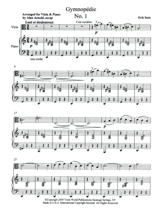 Satie Gymnopédie No.1 for Viola Satie Gymnopédie No.1 for Viola