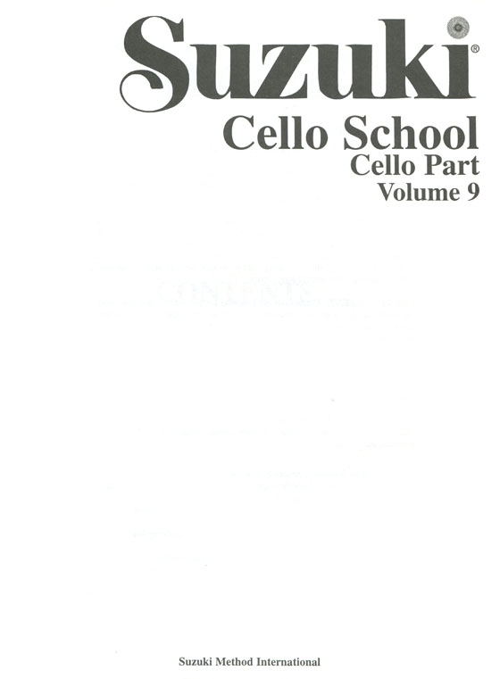 Suzuki Cello School Volume【9】Cello Part and Piano Accompaniments