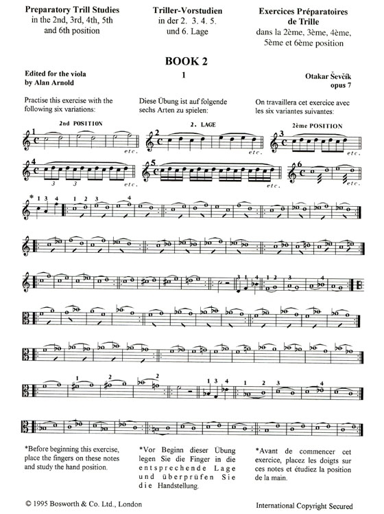 Sevcik【Op. 7 , Part 2】Preparatory Trill Studies in the 2nd, 3rd, 4th, 5th and 6th position for Viola