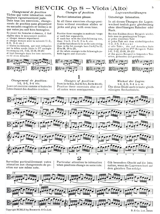 Sevcik【Op.8】Changes of Position & Preparatory Scale Studies for Viola