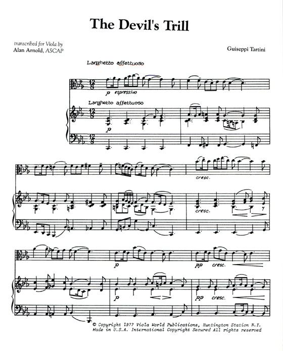 Tartini【The Devil's Trill】for Viola Tartini【The Devil's Trill】for Viola