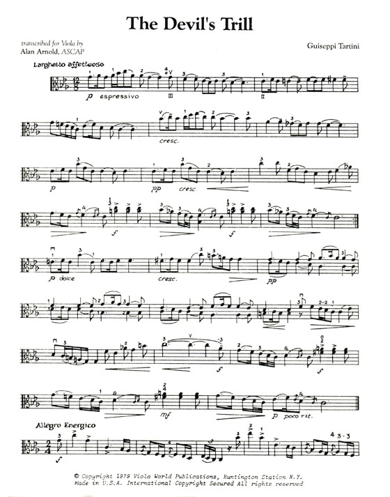 Tartini【The Devil's Trill】for Viola Tartini【The Devil's Trill】for Viola