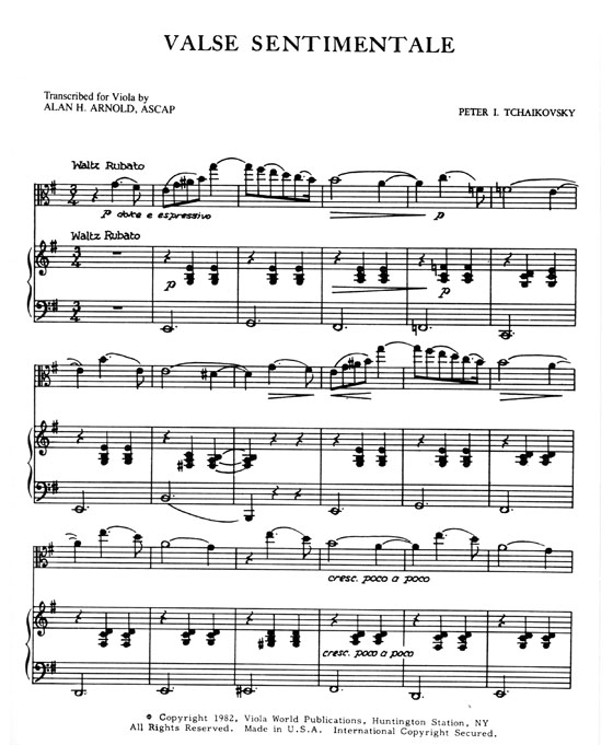 Tchaikovsky【Valse Sentimentale】for Viola