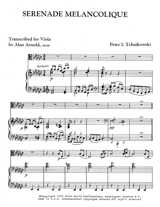 Tchaikowski【Serenade Melancolique】for Viola