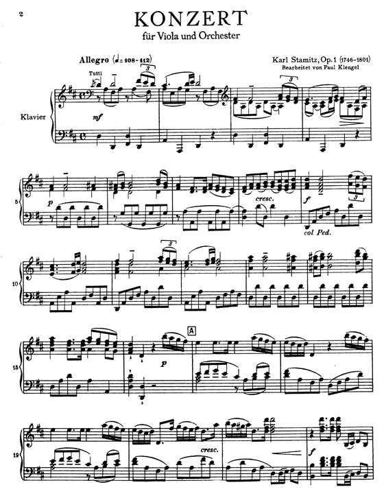 Karl Stamitz【Concerto in D Major, Op. 1】for Viola and Piano Karl Stamitz【Concerto in D Major, Op. 1】for Viola and Piano