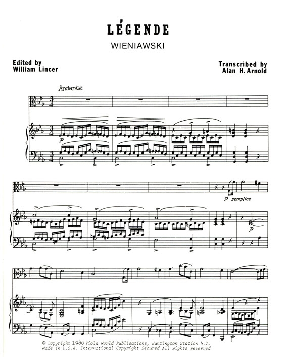 Wieniawski【Légende】for Viola