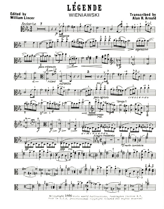 Wieniawski【Légende】for Viola