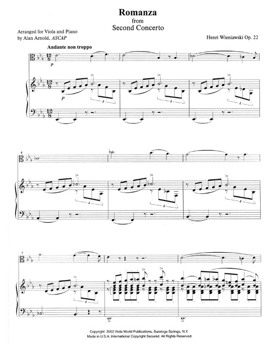 Wieniawski【Romanza from Second Concerto】for Viola