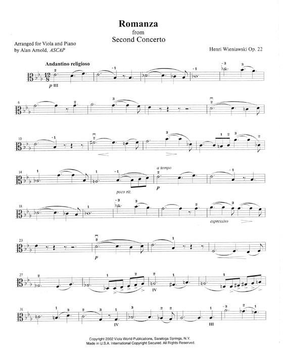 Wieniawski【Romanza from Second Concerto】for Viola