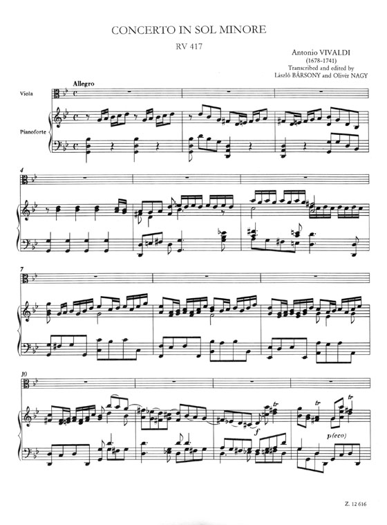 Vivaldi Concerto【in Sol Minore RV 417】per Viola e Pianoforte