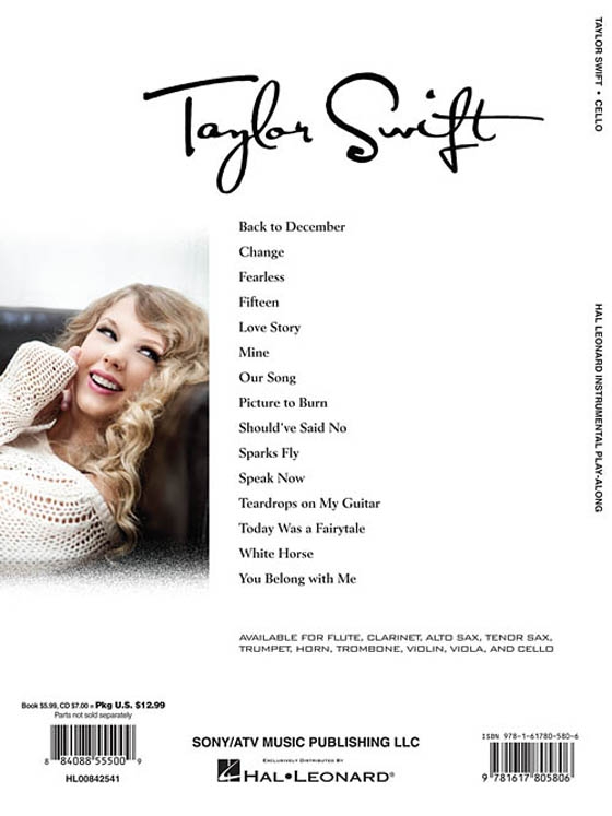 Taylor Swift【CD+樂譜】for Cello