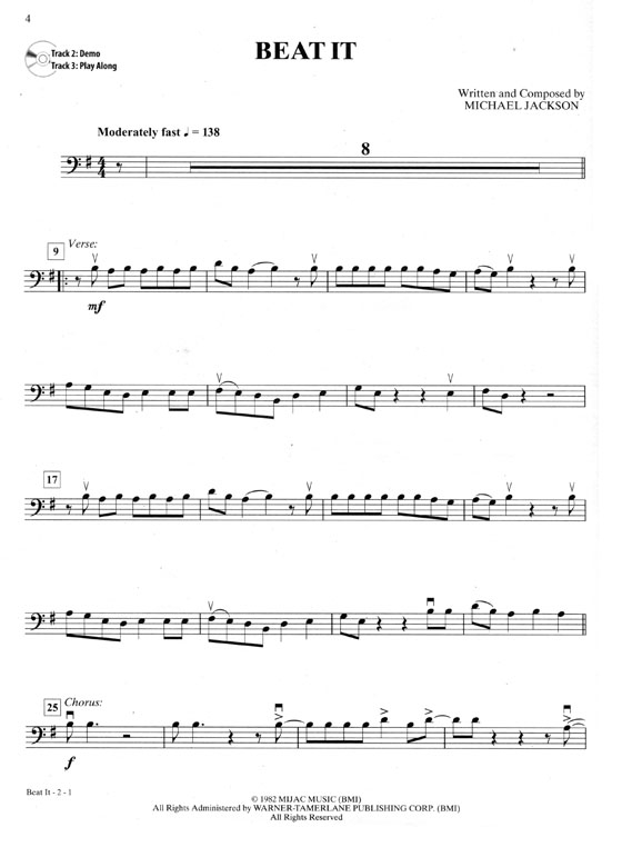 Michael Jackson【CD+樂譜】Instrumental Solos for Cello , Level 2-3