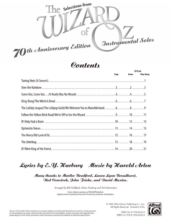 The Wizard of Oz Instrumental Solos for Cello【CD+樂譜】70th Anniversary Edition , Level 2-3