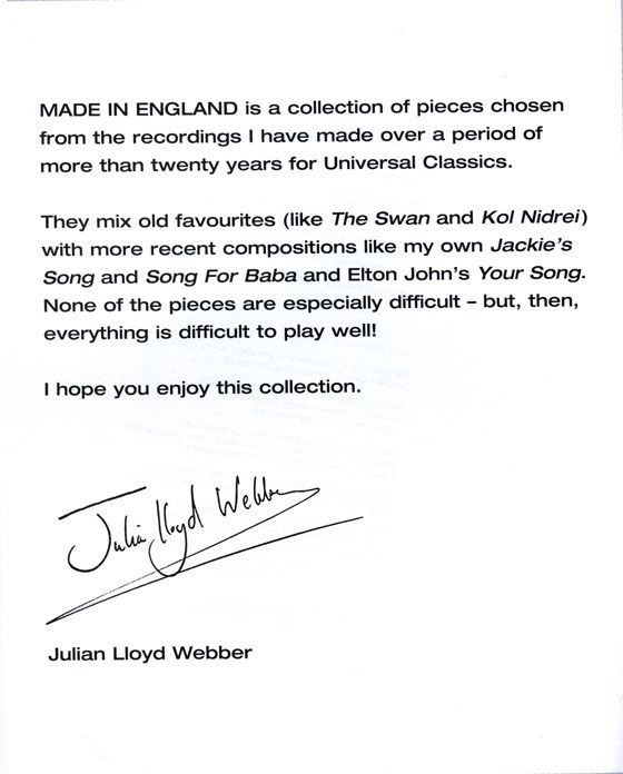 Made in England【The Best of Julian Lloyd Webber】for Cello