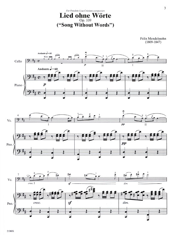 Solos for Young Cellists Volume【6】Cello Part and Piano Part